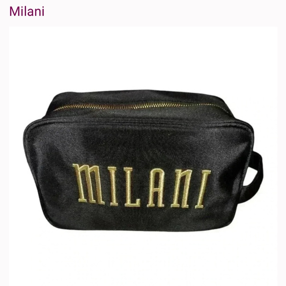 COSMETIC BAG Milani Black with Gold Logo NWOT